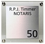 Naambord plexiglas met rvs naamplaat 20 x 20 cm