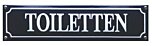 Toiletbord toiletten | Emaille bordje | Blauw | 33 x 8 cm