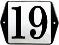 Emaille huisnummerbord met oren 13 x 10 cm - nummer 19