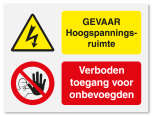 Waarschuwingsbord Gevaar hoogspanningsruimte - verboden toegang voor onbevoegden vanaf 20 x 15 cm