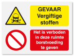 Waarschuwingsbord Gevaar vergiftige stoffen - borstvoeding geven verboden vanaf 20 x 15 cm