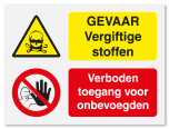 Waarschuwingsbord Gevaar vergiftige stoffen - verboden toegang voor onbevoegden vanaf 20 x 15 cm