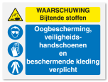 Waarschuwingsbord Bijtende stoffen - Bijtende stoffen - bescherming verplicht vanaf 20 x 15 cm