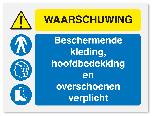 Waarschuwingsbord Waarschuwing - bescherming verplicht vanaf 20 x 15 cm