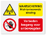 Waarschuwingsbord Niet-ioniserende straling - verboden toegang vanaf 20 x 15 cm