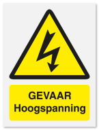 Waarschuwingsbord Gevaar hoogspanning