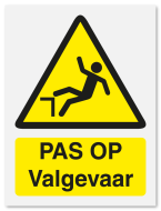 Waarschuwingsbord Pas op valgevaar