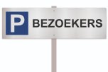 Parkeerbord Bezoekers op paal aluminium rvs-look
