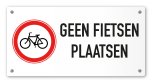 Tekstbord Geen fietsen plaatsen 20 x 10 cm wit