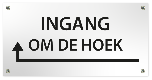 Tekstbord Kunststof Ingang om de hoek met pijl links zwart