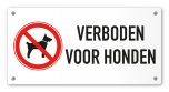 Tekstbord Verboden voor honden 20 x 10 cm wit