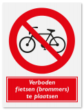 Verbodsbord Verboden fietsen te plaatsen