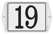 Emaille huisnummer met oor en sierkader 16 x 12 cm