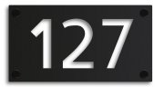 Huisnummerbord zwart 30 x 15 met uitgesneden nummer
