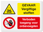 Waarschuwingsbord Gevaar vergiftige stoffen - verboden toegang voor onbevoegden vanaf 20 x 15 cm