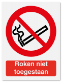 Verbodsbord Roken niet toegestaan
