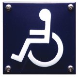 Pictogram rolstoel (miva | invalidentoilet) van Emaille |10 x 10 cm | schroeven | blauw | gebold