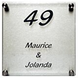 Naambord glas met rvs achterplaat 20 x 20 cm
