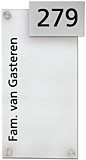 Naambord plexiglas met rvs huisnummerbord