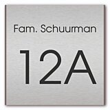 Naambord aluminium design gegraveers 20 x 20 cm