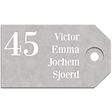 Naambord Beton label 35 x 20 cm gat rechts