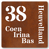 Naambord cortenstaal uitgesneden tekst 50 x 50 cm