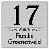 RVS look naambordje 15 x 15 cm voordeur model b