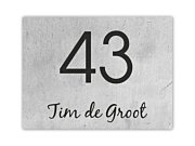 Beton look naambord rechthoek 20 x 15 cm