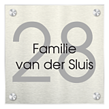 Naambord plexiglas met aluminium rvs 20 x 20 cm