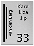 RVS gegraveerd naambord met uitsnede en zwarte achterplaat