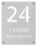 Naambord uitgesneden van rvs 20 x 25 cm
