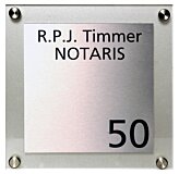 Naambord plexiglas met rvs naamplaat 20 x 20 cm