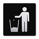 Pictogram Afval prullenbak zwart 10 x 10 cm