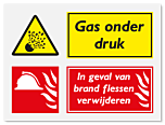 Waarschuwingsbord Gas onder druk - In geval van brand flessen verwijderen vanaf 20 x 15 cm