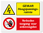 Waarschuwingsbord Gevaar hoogspanning - verboden toegang voor onbevoegden vanaf 20 x 15 cm