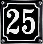 Emaille huisnummerbord zwart met kader 10 x 10 cm