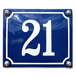 Emaille huisnummerbord blauw gebold 12 x 10 cm voorraad