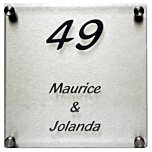 Naambord glas met rvs achterplaat 20 x 20 cm