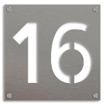 Huisnummerbord 30 x 30 met uitgesneden nummer