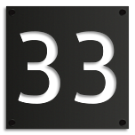 Huisnummerbord zwart 30 x 30 met uitgesneden nummer
