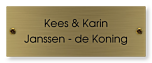 Messing naamplaatje gegraveerd 11 x 4 cm