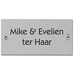 Naambordje rvs / inox 11 x 5,5 cm met schroeven of zelfklevend