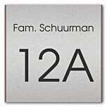 Naambord aluminium design gegraveers 20 x 20 cm