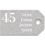 Naambord Beton label 35 x 20 cm gat rechts