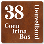 Naambord cortenstaal uitgesneden tekst 50 x 50 cm