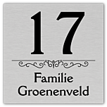 RVS look naambordje 15 x 15 cm voordeur model b
