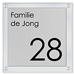 Naambordje plexiglas met luxe rvs look plaat 30 x 30 cm
