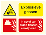 Waarschuwingsbord in geval van brand flessen verwijderen vanaf 20 x 15 cm