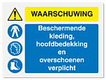Waarschuwingsbord Waarschuwing - bescherming verplicht vanaf 20 x 15 cm