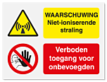 Waarschuwingsbord Niet-ioniserende straling - verboden toegang vanaf 20 x 15 cm